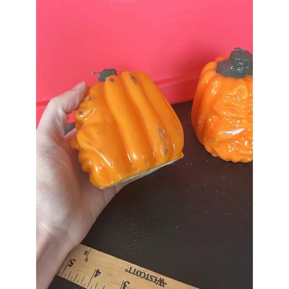 Vintage 1980’s Todd Masters Jack O Lantern Pumpkin Candles Halloween Faces Set 2